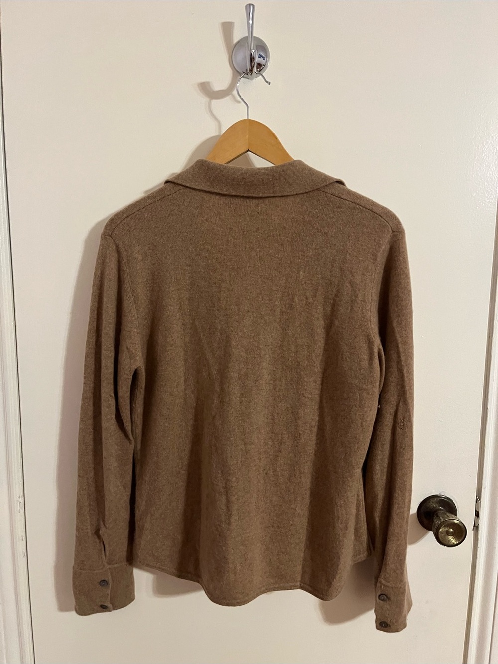 Valerie Stevens Brown Cashmere Button-Front Collared Cardigan - Picture 2 of 9